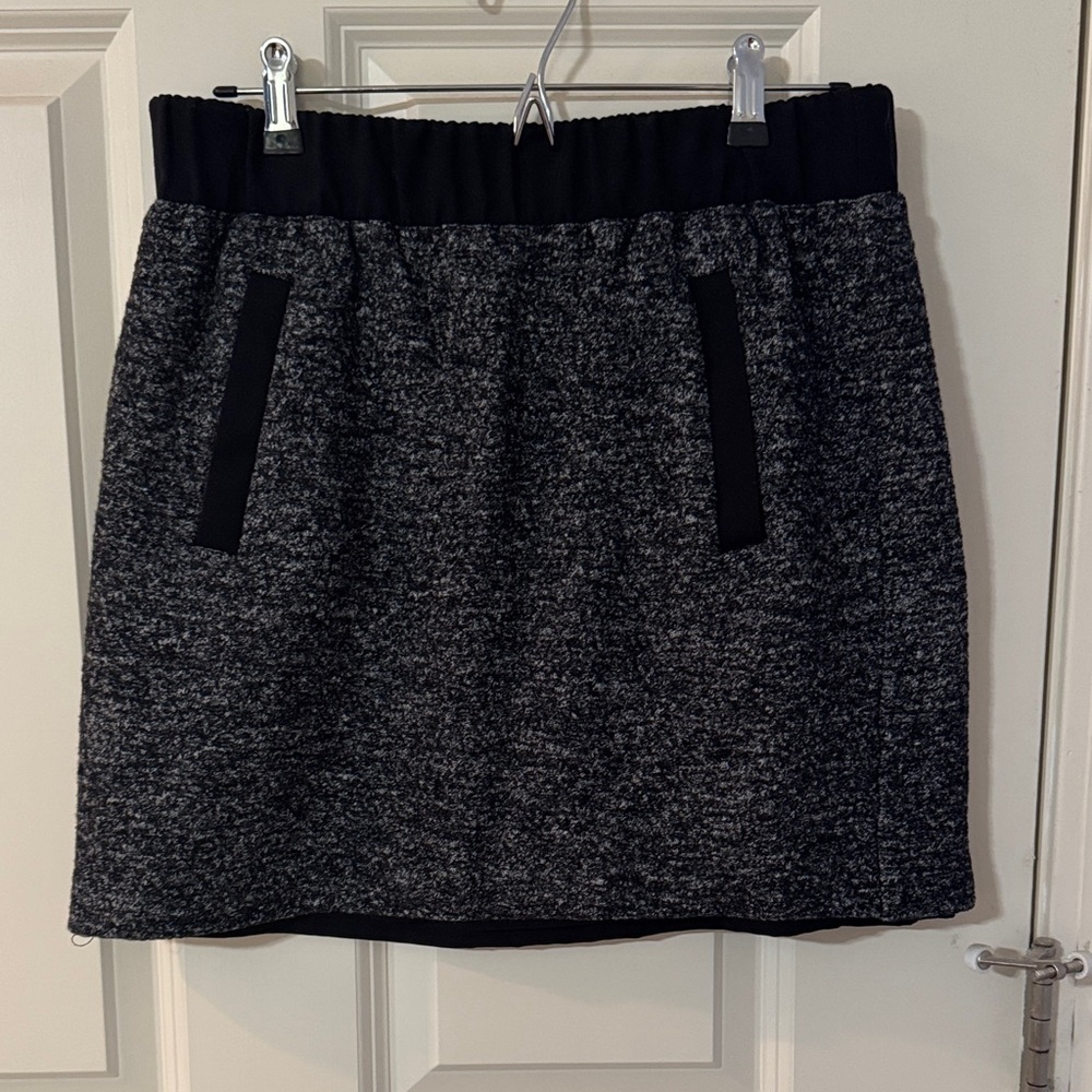 LOFT Charcoal and Black Mini Skirt